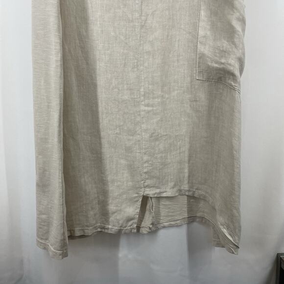 Angela Mara SZ L/XL Midi Asymmetrical Dress Cotton Linen Blend Minimalist Cream - Picture 3 of 6